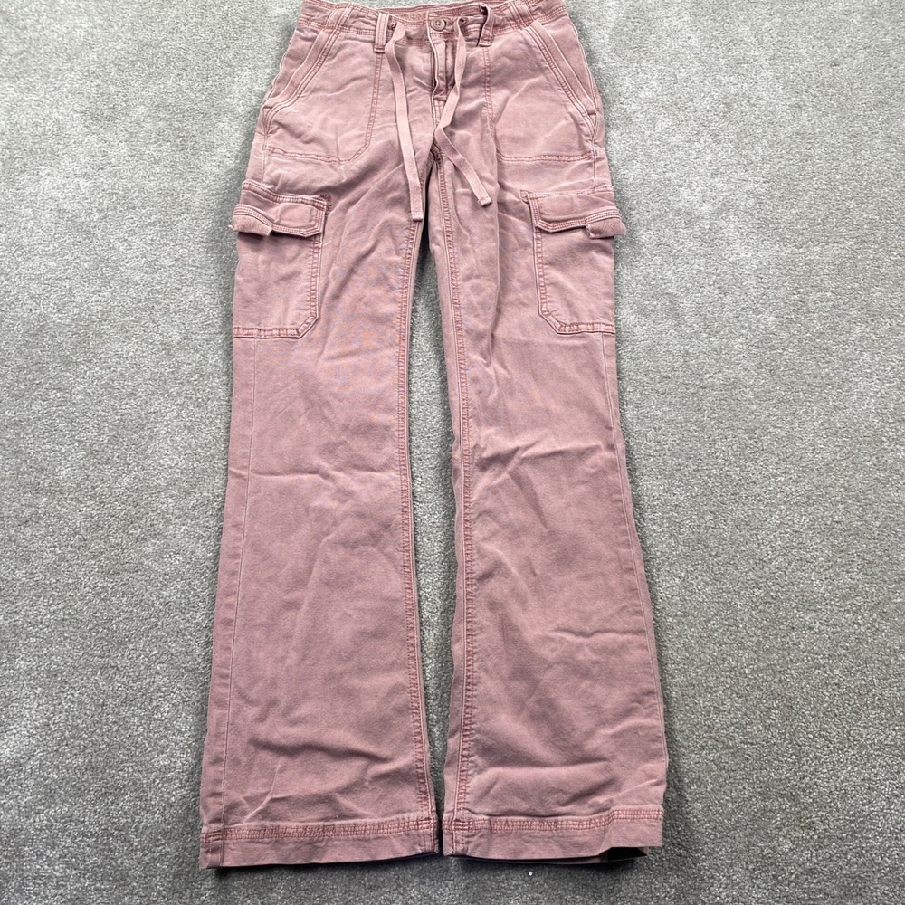 American Eagle Cargo Pants Women 000 Pink Dusty Rose Drawstring Stretch Utility